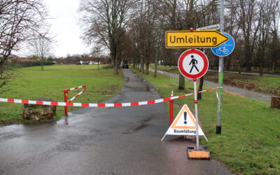Wegsperrung Geh- und Radweg entlang der Erft