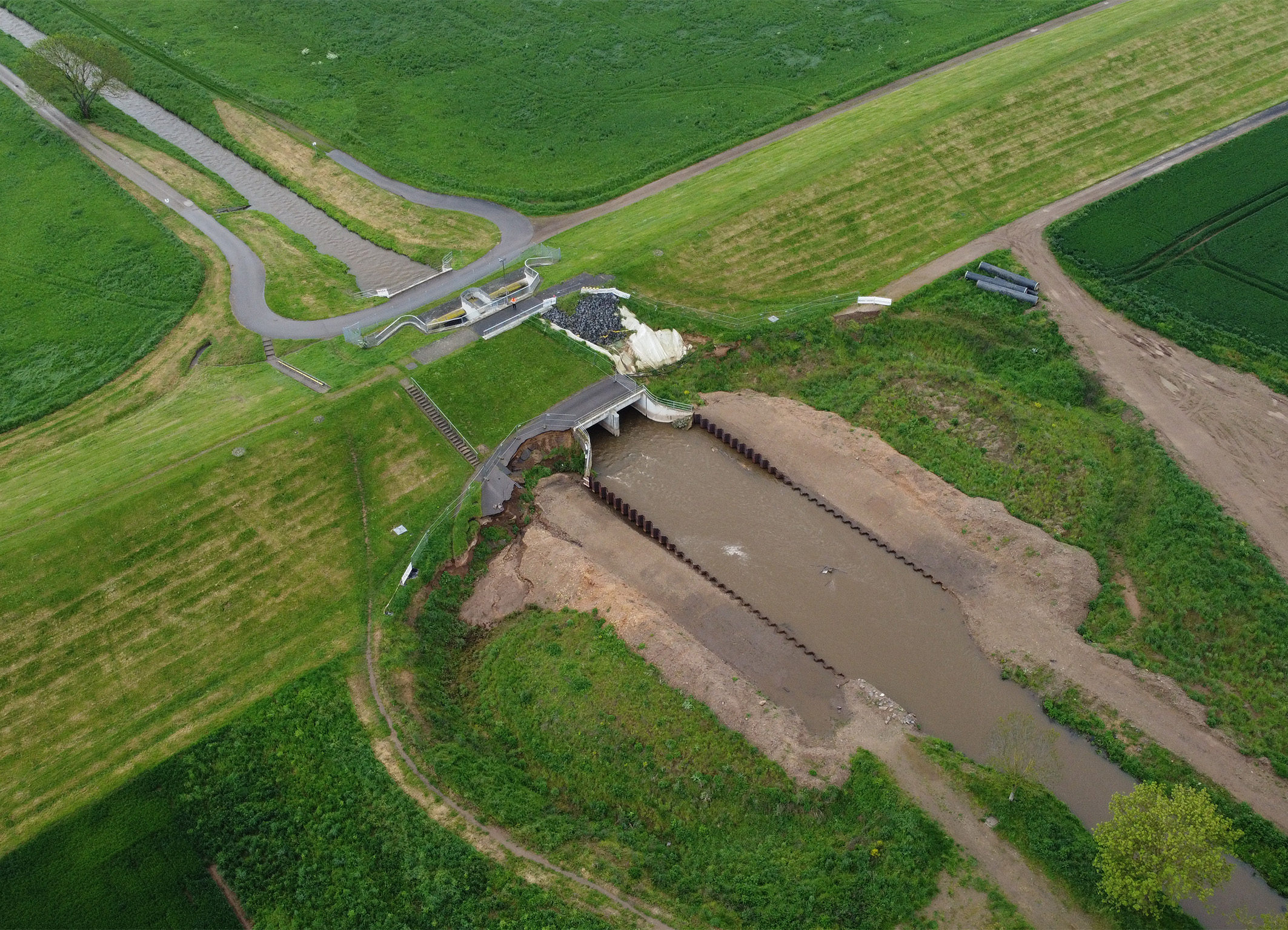 Drohnenaufnahme Hochwasserrückhaltebecken in Horchheim