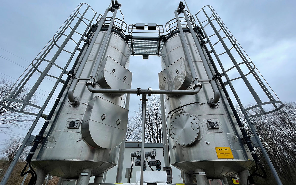 Neuer Aktivkohlefilter auf der Kläranlage Bergheim-Glessen am 16. Februar 2022. Dieser wurde als Forschungsvorhaben für 2 Jahre dort im Anschluss an die Membranfilter aufgebaut.