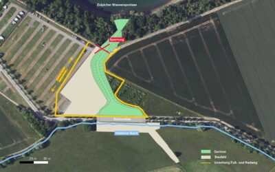 Umleitung des Fuß- und Radwegs um den Wassersportsee