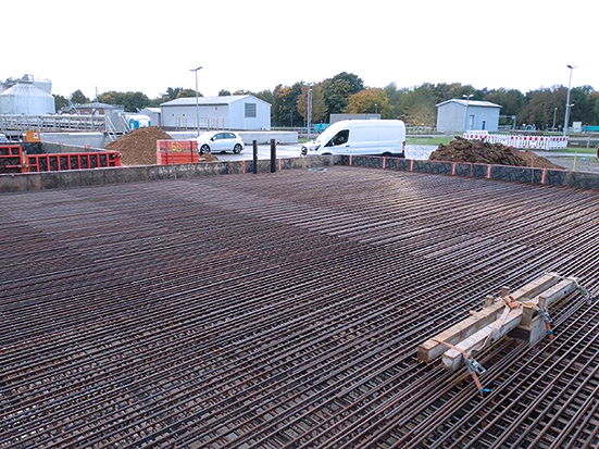 Arbeiten an der Fundamentplatte der Deammonifikationsanlage